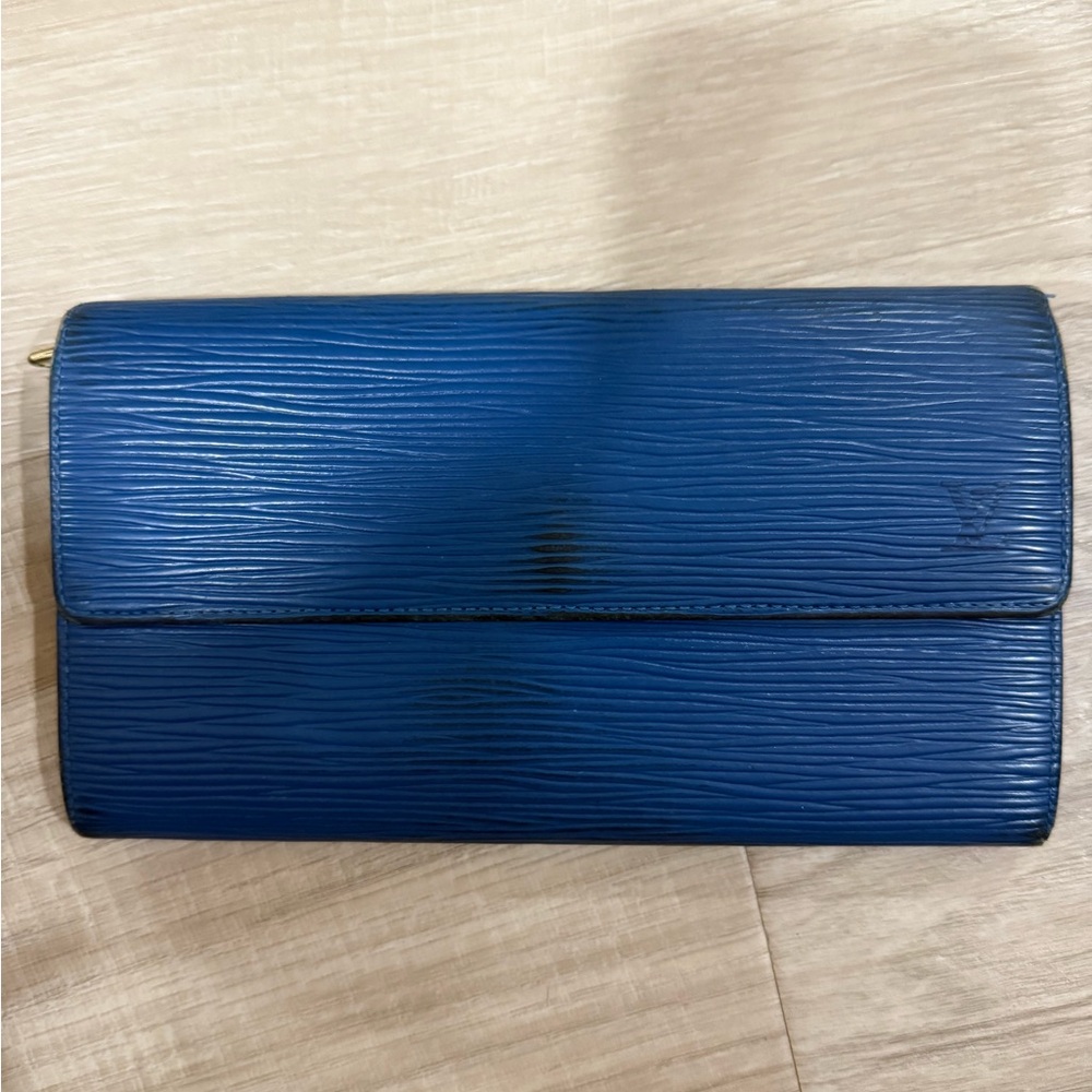 Authentic Louis Vuitton Blue Epi Leather Bifold Bag Wallet-Project